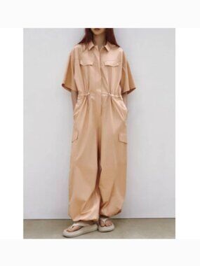 Zara Gabardine Utility Jumpsuit Women's Size XS
